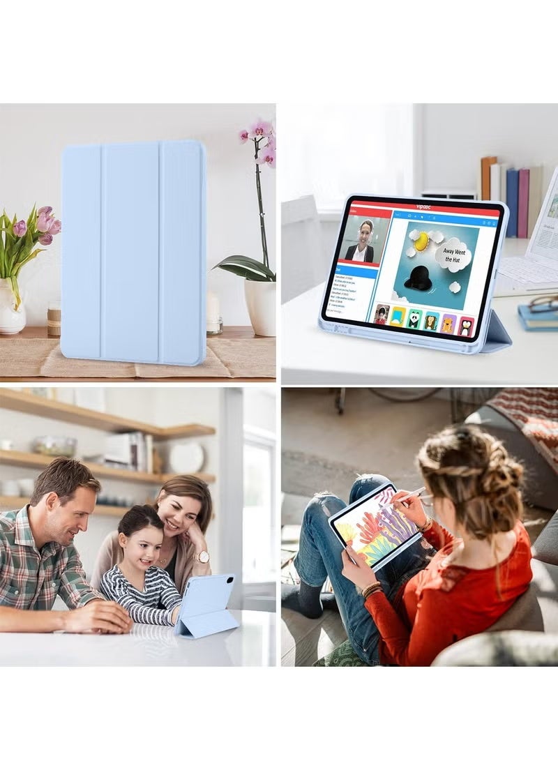 BLUMENIT iPad 10th Generation Case 2022 with Pencil Holder - Soft TPU Back Protective Smart Trifold Stand Cover for iPad 10.9 Inch (10th Gen), Auto Wake/Sleep - Sky Blue - Image 5